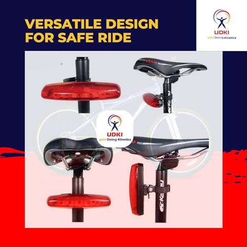 UDKI Bicycle Tail Light with 7 Lighting Modes| Rear Light LED Battery Power Bicycle Taillight Water Resistant Road City Commuting Cycling Safety|Bright Red Wide Beam|Night Riding, Reflector (12cm) - Image 4