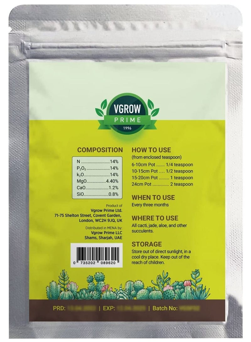 VGROW PRIME Premium Cactus & Succulent fertilizer — stimulates robust root growth, stem development & color vibrancy for all Cacti, Aloe Vera, Jade & other succulents. - Image 2