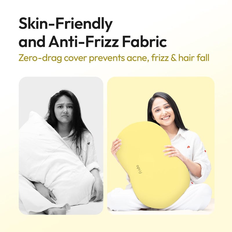 Frido وسادة العناق | قابلة للتنفس وناعمة للغاية من رغوة الذاكرة | دعم النوم للبالغين | أفضل وسادة للعناق للذين ينامون على الجانب والسفر | مضادة للتجعد وصديقة للبشرة - صفراء - Image 3