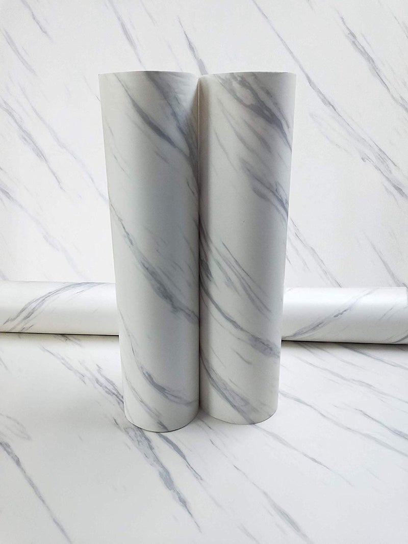 Elton Premium White Marble Matt Furniture Film Interior Film Wallpaper for Cupboard Door, Almirah, Fridge, Tabletop, Wall, Floor, DIY & Other Renovation Projects : 16 X 60 Inch - Image 3