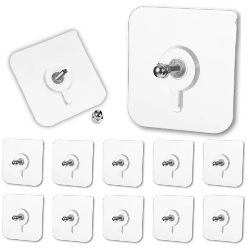 DRYPHON 10 Pcs Adhesive Wall Hooks for Hanging PVC Hook for Wall Hanging Without Drill Sticky Hooks for Wall Heavy Duty Adhesive Wall Hook Kitchen Tools Home Decor 10 Pack Screw Hook - Image 1