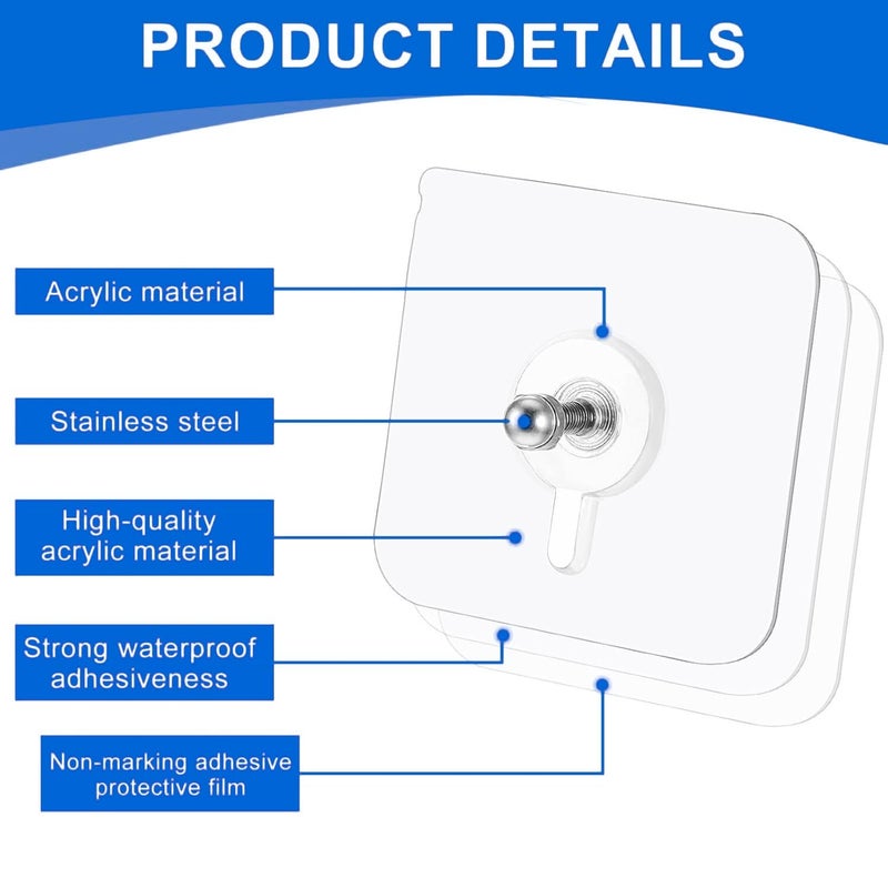 DRYPHON 10 Pcs Adhesive Wall Hooks for Hanging PVC Hook for Wall Hanging Without Drill Sticky Hooks for Wall Heavy Duty Adhesive Wall Hook Kitchen Tools Home Decor 10 Pack Screw Hook - Image 3