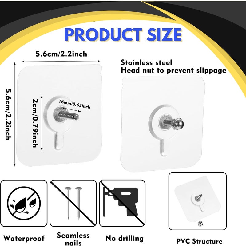 DRYPHON 10 Pcs Adhesive Wall Hooks for Hanging PVC Hook for Wall Hanging Without Drill Sticky Hooks for Wall Heavy Duty Adhesive Wall Hook Kitchen Tools Home Decor 10 Pack Screw Hook - Image 2