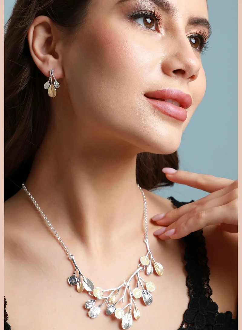 SOHI Silver Plated Designer Party Wear Necklace and Earring Set For Women