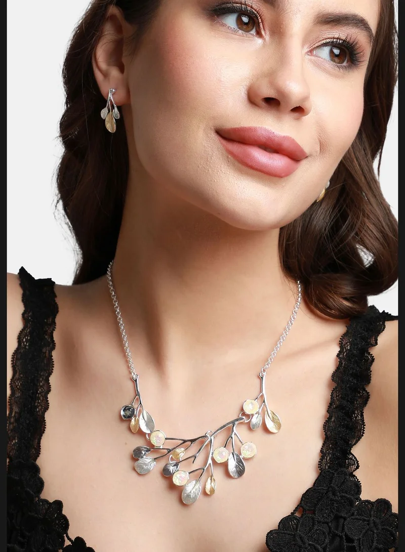 SOHI Silver Plated Designer Party Wear Necklace and Earring Set For Women