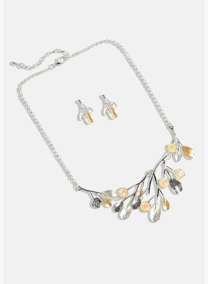 SOHI Silver Plated Designer Party Wear Necklace and Earring Set For Women