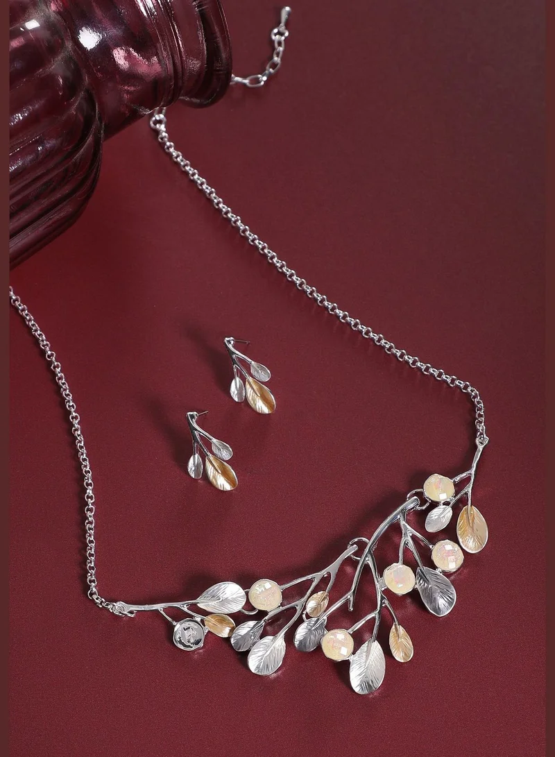 SOHI Silver Plated Designer Party Wear Necklace and Earring Set For Women