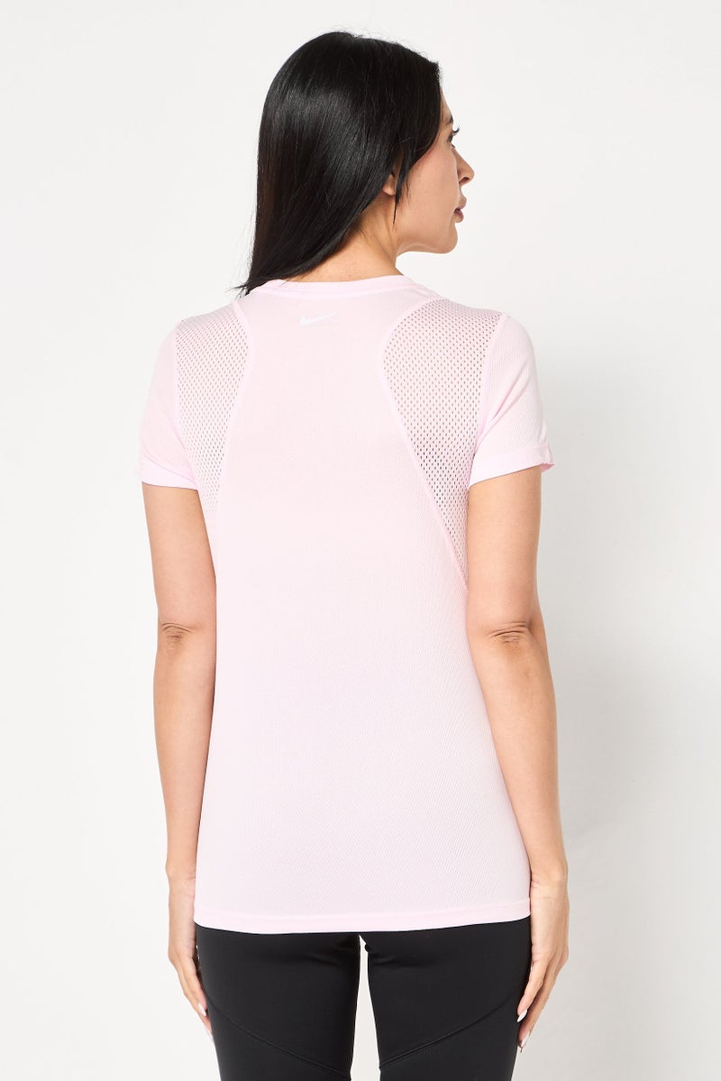 Nike Women Standard Fit Short Sleeve Running T-Shirt, Pink - Image 4