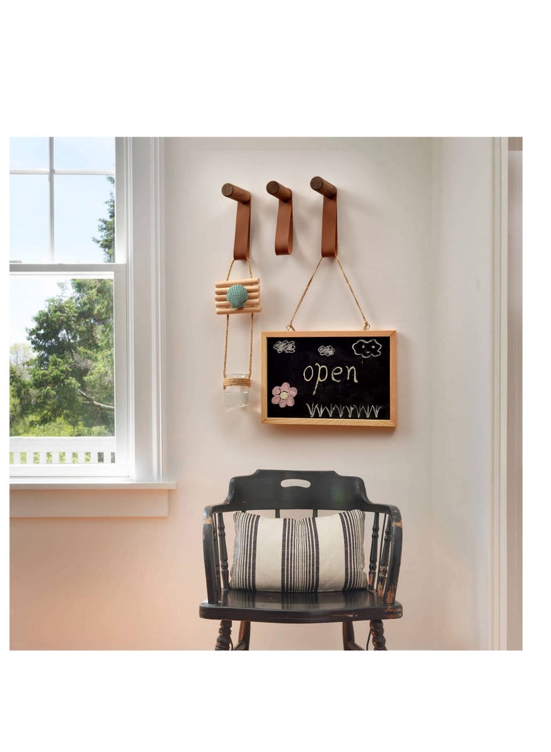 Y&D 3 Pack Wooden Coat Hooks, Black Walnut,Entryway Wall Hangers, Pegs Mounted Vintage Single Hangers with PU Leather Straps for Hanging Coats Hats Bags Towels(16cm*8.6cm *3cm)  - Image 5