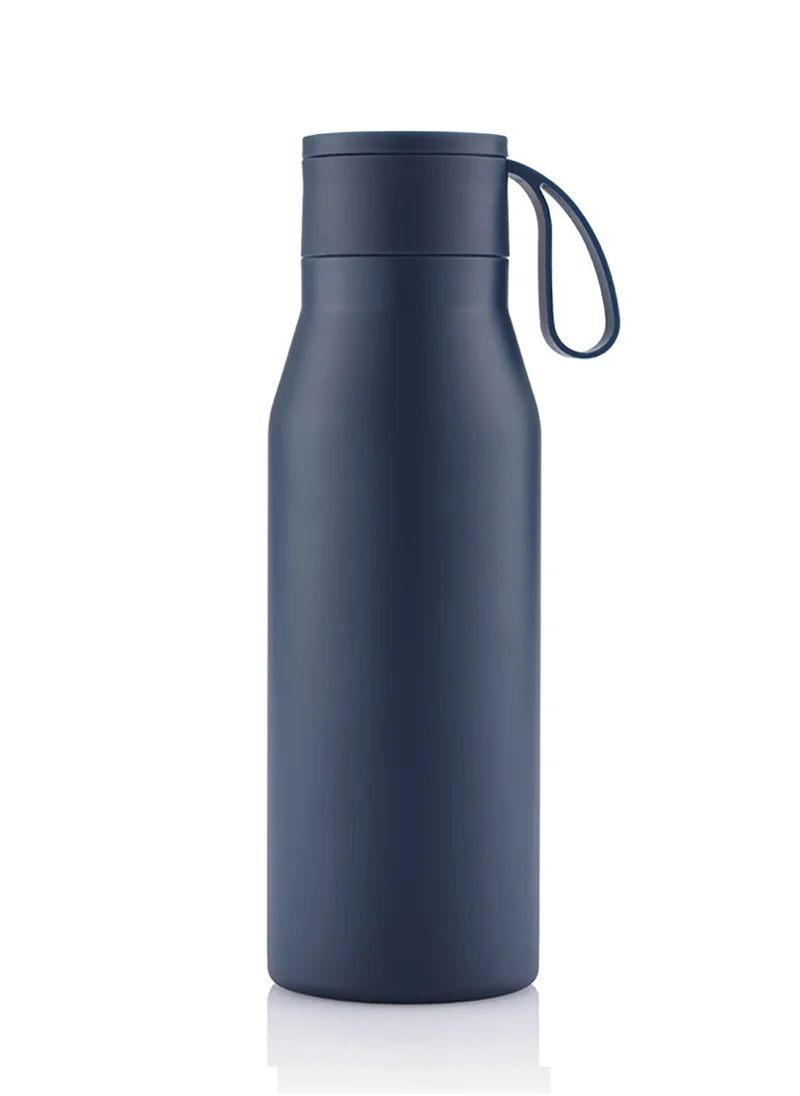 Hans Larsen R-NEBRA - CHANGE Collection Recycled Stainless Steel Vacuum Bottle with Loop - Navy Blue