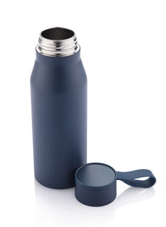 Hans Larsen R-NEBRA - CHANGE Collection Recycled Stainless Steel Vacuum Bottle with Loop - Navy Blue  - Image 2