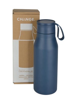Hans Larsen R-NEBRA - CHANGE Collection Recycled Stainless Steel Vacuum Bottle with Loop - Navy Blue  - Image 3