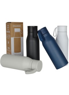 Hans Larsen R-NEBRA - CHANGE Collection Recycled Stainless Steel Vacuum Bottle with Loop - Navy Blue  - Image 4