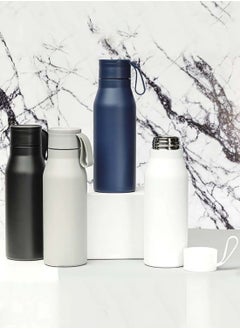 Hans Larsen R-NEBRA - CHANGE Collection Recycled Stainless Steel Vacuum Bottle with Loop - Navy Blue  - Image 5