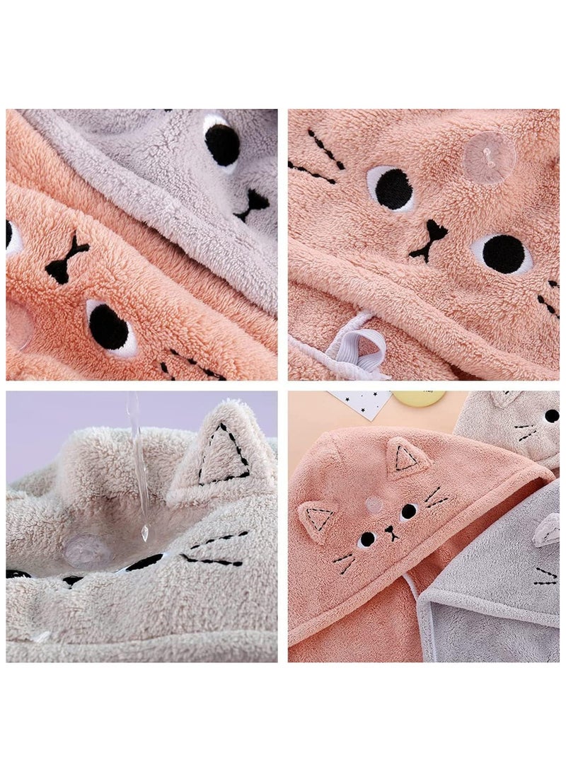 Hair Drying Towels, 3 Packs Microfiber Hair Towel Wrap, Funny Cat Hair Drying Towels for Women Girls Cat Lovers, Ultra Absorbent Quick Dry Hair Turban for Drying Long, Thick, Curly Hair - Image 2
