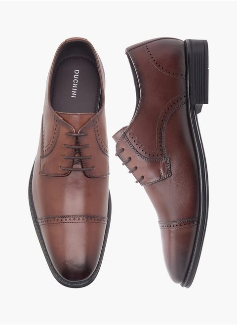 Men's Textured Derby Shoes with Lace-Up Closure