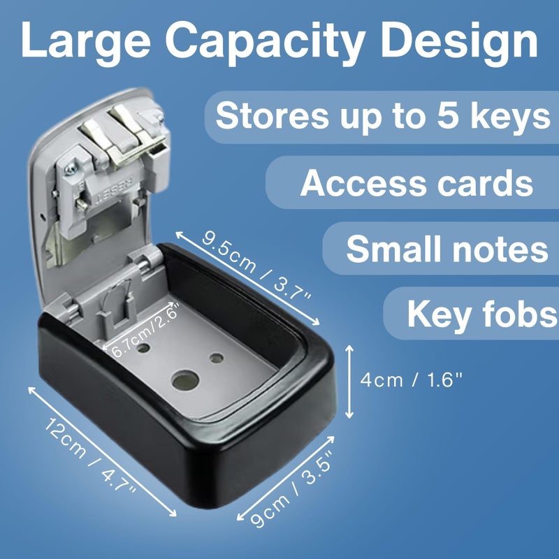 RUDY RUN Key Lock Box for Outside - Wall Mount Combination Lockbox for House Keys Outdoor - Image 2