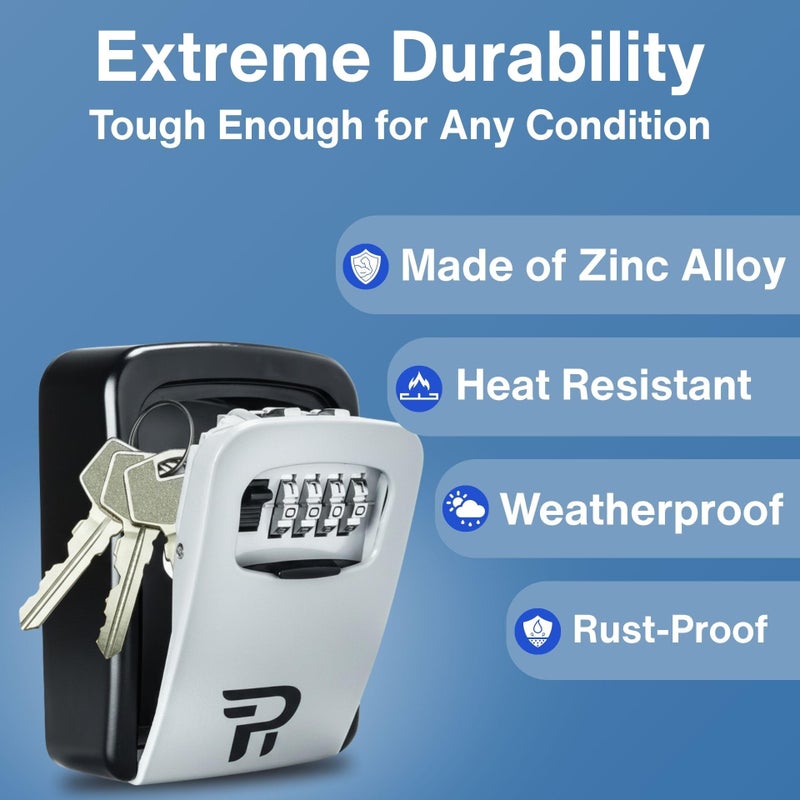 RUDY RUN Key Lock Box for Outside - Wall Mount Combination Lockbox for House Keys Outdoor - Image 3