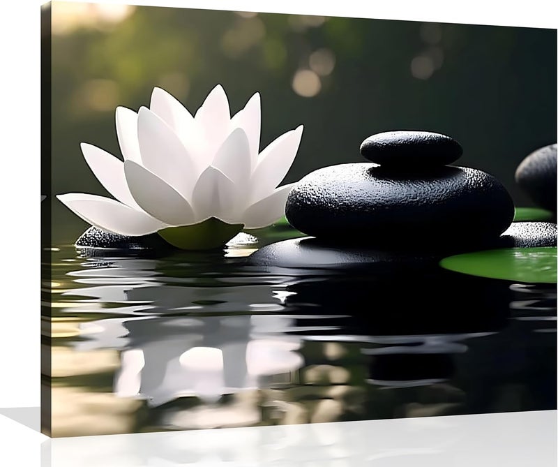 OWNANRTHM Zen Lotus Canvas Wall Art - Image 1