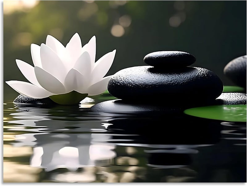 OWNANRTHM Zen Lotus Canvas Wall Art - Image 2