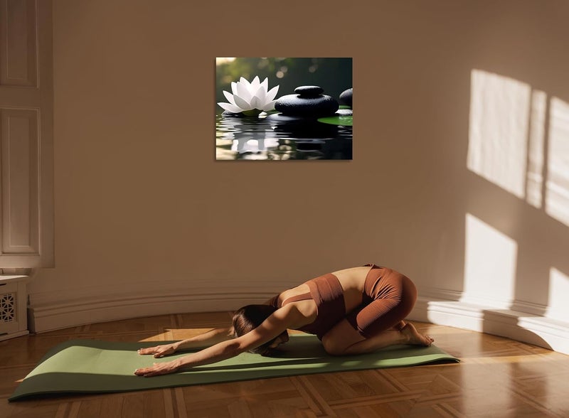 OWNANRTHM Zen Lotus Canvas Wall Art - Image 3