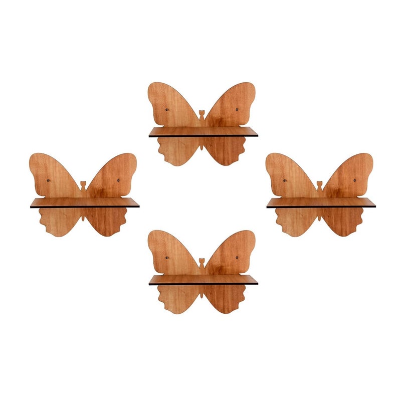 VUF Wooden Decor Frames For Decorating Wall Living Room Decoration Marriage Gifts Items Home Scenery Shelves Housewarming Showcase Set Of 4 BUTTERFLY - Image 4