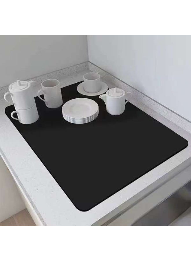 حصيرة قهوة ، حصيرة تجفيف لآلة القهوة مع قاع مطاطي غير قابل للانزلاق ، حصيرة تجفيف سريعة لآلة القهوة ، مطبخ ، حوض ، أدوات مائدة (أسود) - Image 2