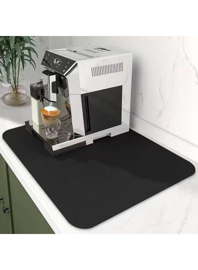 حصيرة قهوة ، حصيرة تجفيف لآلة القهوة مع قاع مطاطي غير قابل للانزلاق ، حصيرة تجفيف سريعة لآلة القهوة ، مطبخ ، حوض ، أدوات مائدة (أسود) - Image 1