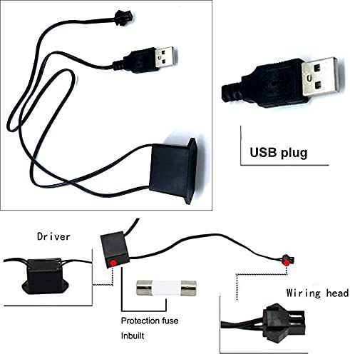 Automaze USB El Wire, 5M Neon Lights 5V with Fuse Protection for Automotive Car Interior Decoration with 6mm Sewing Edge (White) - Image 5