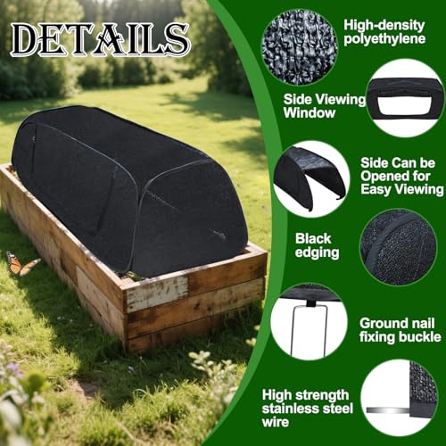 Fantang Pop Up Sun Shade for Raised Garden Bed, 47"X21"X18" Foldable Plant Shade Tent Garden Shade Tunnel 80% UV Resistant Sunblock Shades Cover Crop Cage with Bag and Stake for Outdoor Plants Heat Protection - Image 3