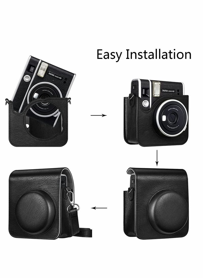 Camera Case for Mini 40， Instant Camera Protective Case Compatible with Instax Mini 40 Instant Film Camera (Black) - Image 5