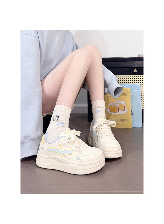 Renben Cute Cat White Sneakers Women  Spring New Thick Sole Casual Sports Shoes Korean Style Student Versatile Shoes - Image 2