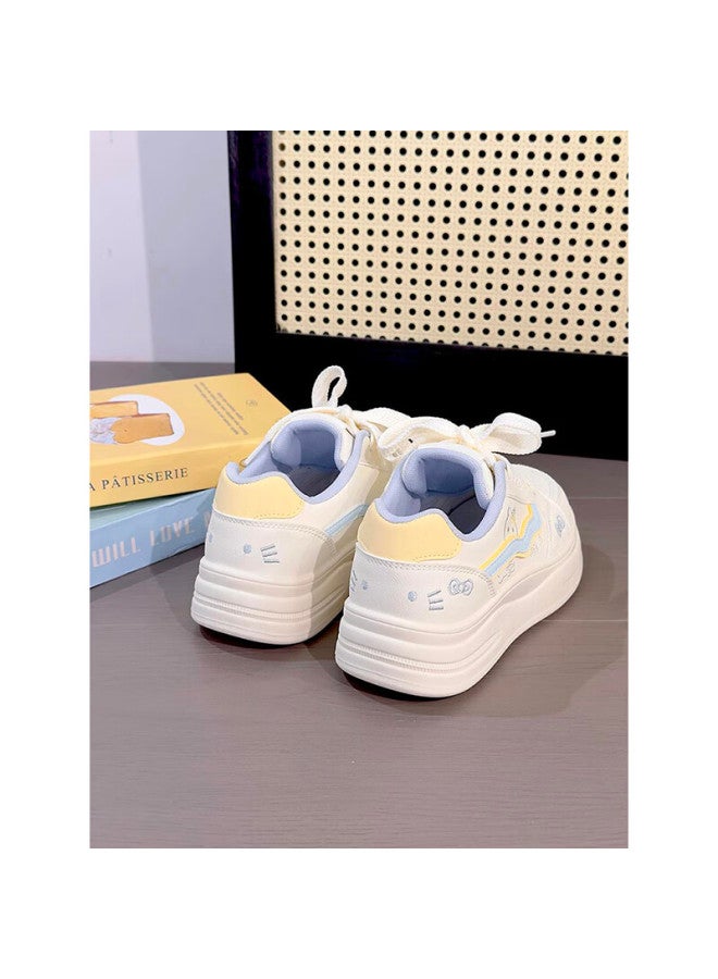 Renben Cute Cat White Sneakers Women  Spring New Thick Sole Casual Sports Shoes Korean Style Student Versatile Shoes - Image 3