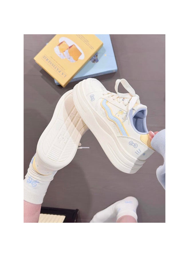Renben Cute Cat White Sneakers Women  Spring New Thick Sole Casual Sports Shoes Korean Style Student Versatile Shoes - Image 4