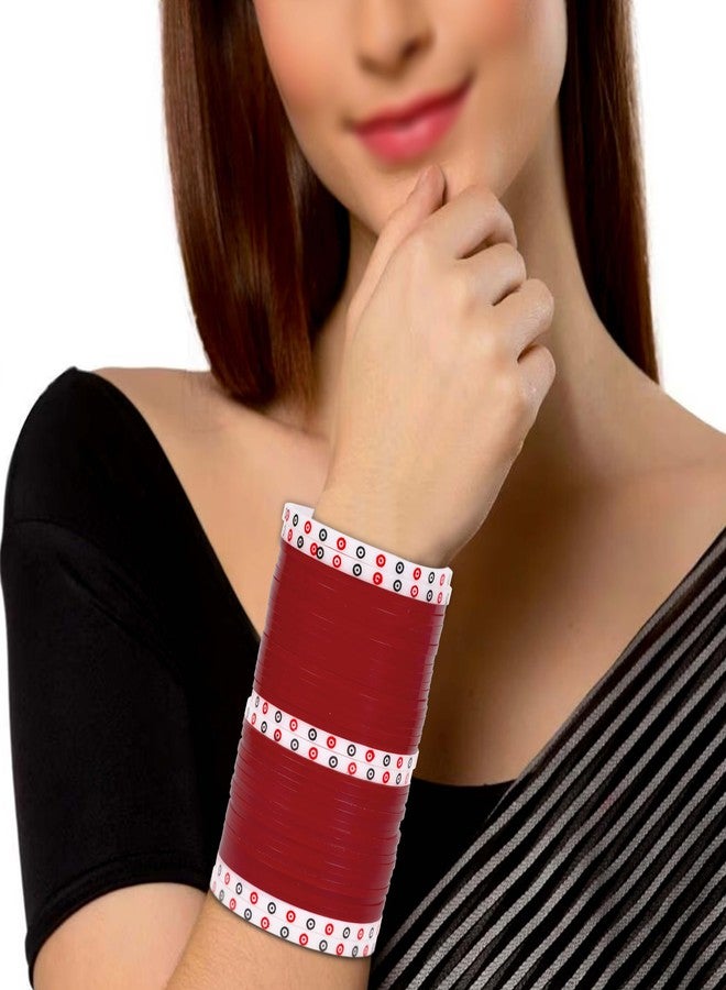 EMERY Panjabi Chuda Bridal Bangles - Pack of 80: Exquisite Elegance in Red and Maroon for Weddings, Engagements, and Festivals (Maroon, 2.4) - Image 5