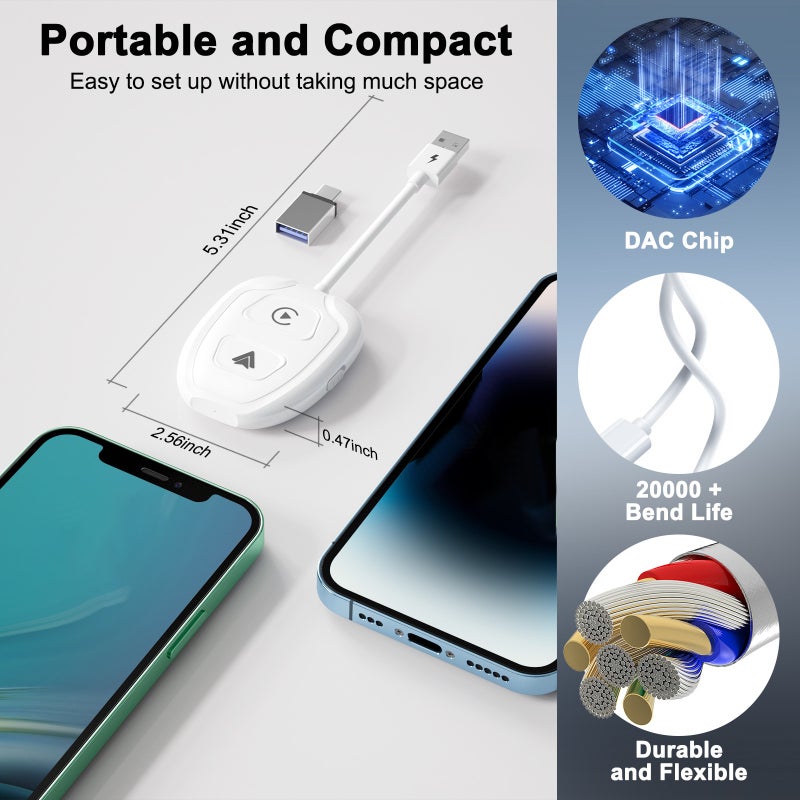 Carplay Wireless Adapter Convert Wired To Wireless For Apple Carplay Users - Smart AI Technology High Compatibility For Driving Experience - Image 2