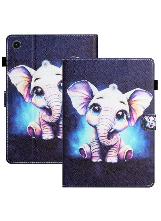 HuHa - Case Cover For Samsung Galaxy Tab A9+ Coloured Drawing Stitching Smart PU Tablet Case with Sleep / Wake-up Function Elephant - Image 1