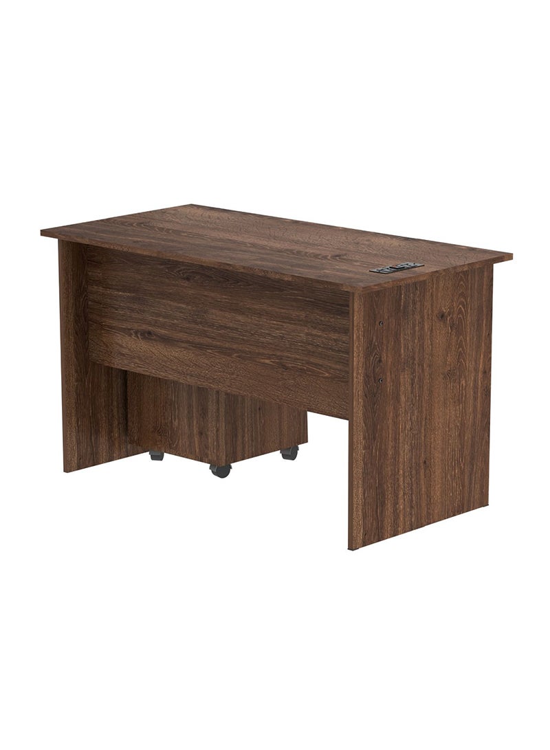 Mahmayi MP1 100x60 Writing Table with Drawers - Brown with Black BS01 Desktop Socket with USB AC Port for Office, Home, and Meeting Room 17 cm