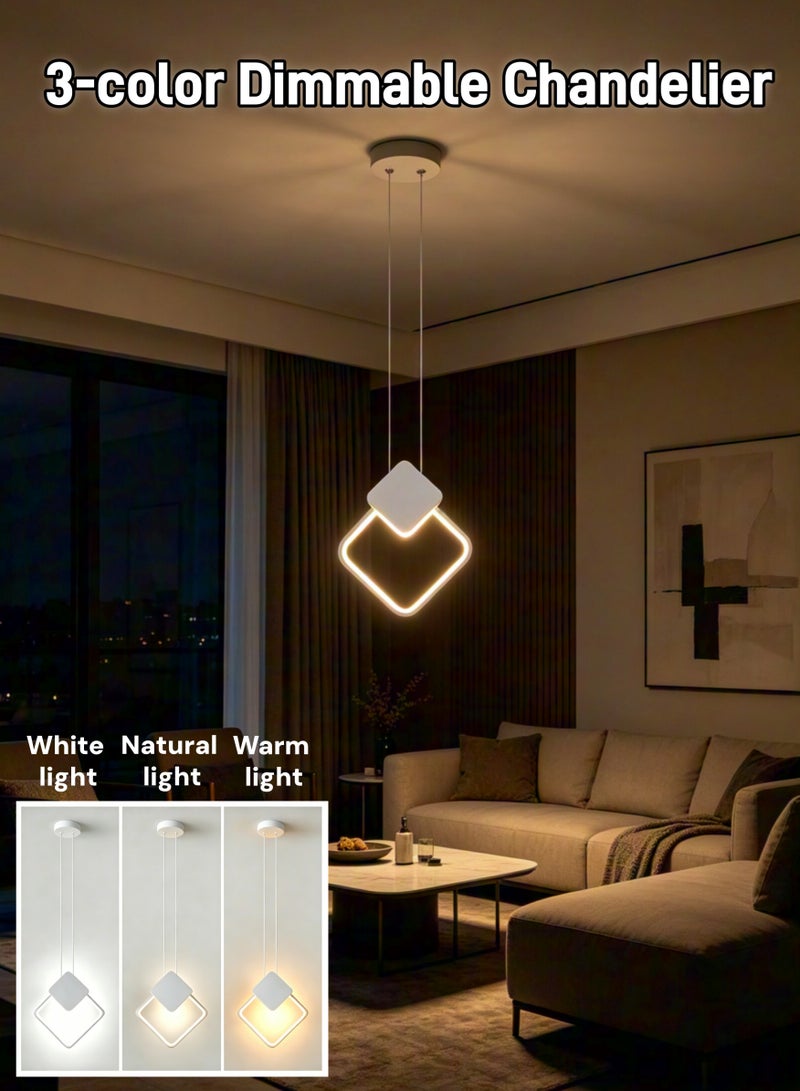 ثريات سقف عصرية، ثريات LED قابلة للتعتيم بثلاثة ألوان، ثريا فاخرة بسيطة، إضاءة سقف بيضاء، مصابيح معلقة فنية لغرفة النوم، غرفة المعيشة، المكتب، المقهى، المكتبة - Image 1