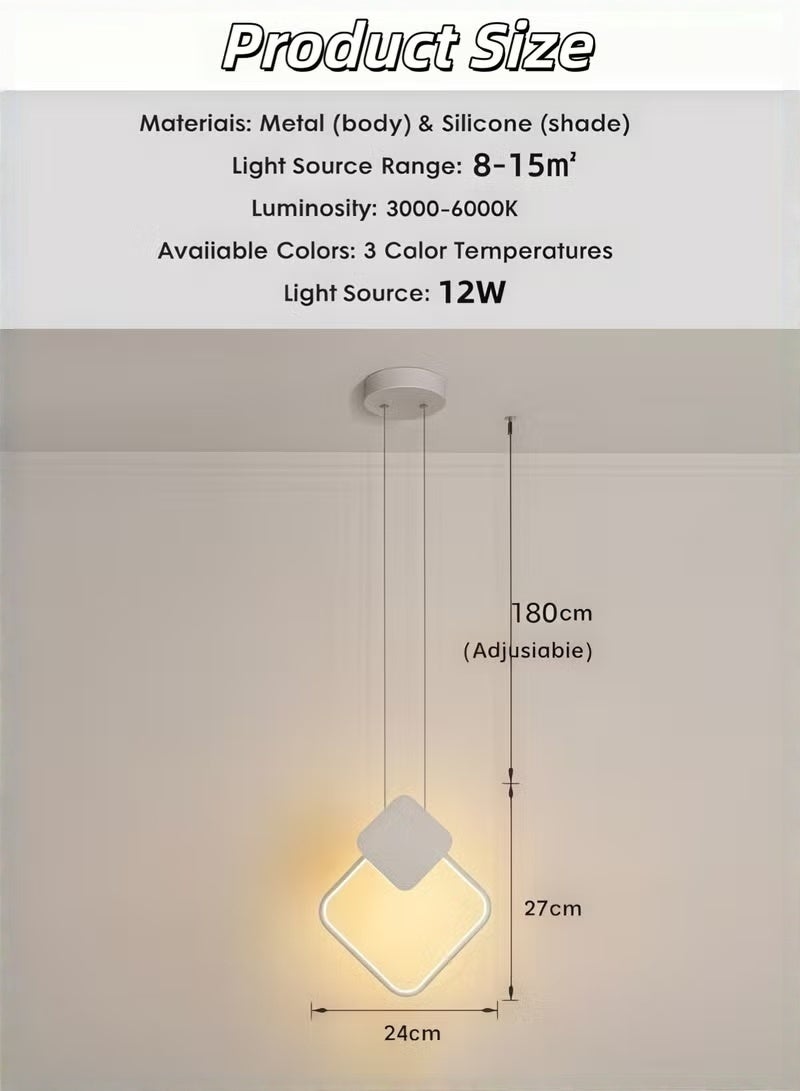 ثريات سقف عصرية، ثريات LED قابلة للتعتيم بثلاثة ألوان، ثريا فاخرة بسيطة، إضاءة سقف بيضاء، مصابيح معلقة فنية لغرفة النوم، غرفة المعيشة، المكتب، المقهى، المكتبة - Image 2
