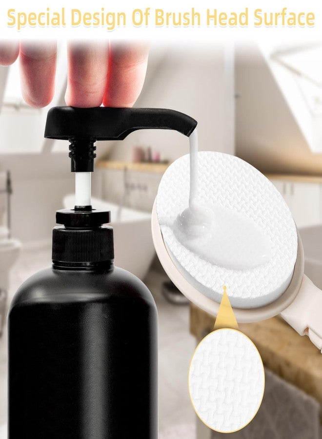 LFJ 19" Long Handle Shower Sponge Brush Set, 3 in 1 Body Brush, Bath Sponge and Lotion Applicator Improved Skin Health, Suitable for Men and Women (White Brush-2P) - Image 4