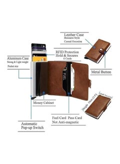 Generic Slim RFID Blocking Card Holder Leather Aluminum Credit & Business Card Holder for Men & Women Aluminum Leather  - Image 3
