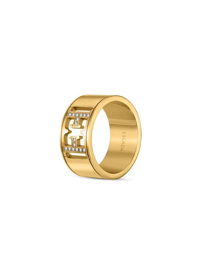 إسكادا خاتم إستيل مطلي بالذهب بشعار مقصوص وكريستالات لامعة - Image 1