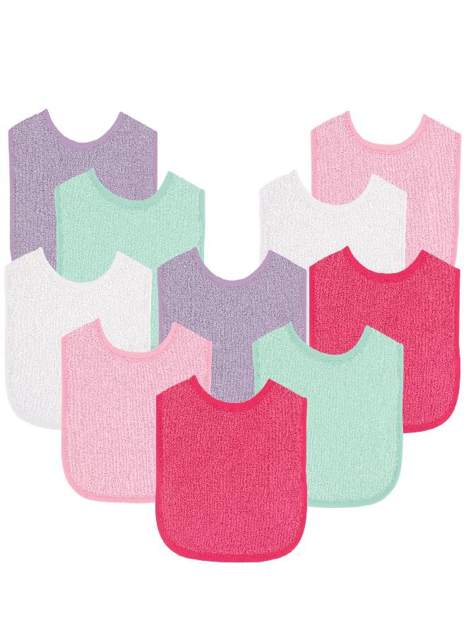 Luvable Friends Unisex Baby Cotton Terry Bibs, Girl Solid Mint, One Size - Image 5