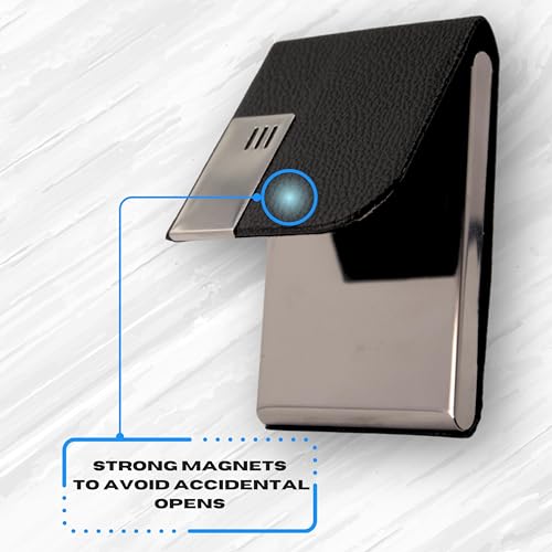 Skrill Business Card Holder for Men and Women, Visiting Card Holder, PU Leather, Metal Card Holder (Vertical, Black) - Image 5