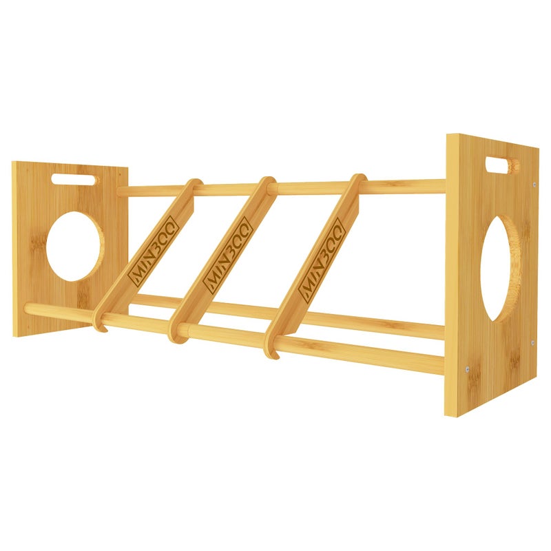 MinBoo Disc Golf Rack Stackable | Bamboo Disc Golf Shelf for Sports Disc Storage | Disc Golf Organizer with 40+ Disc Capacity | Essential Disc Golf Accessories | Discs Not Included - Image 1