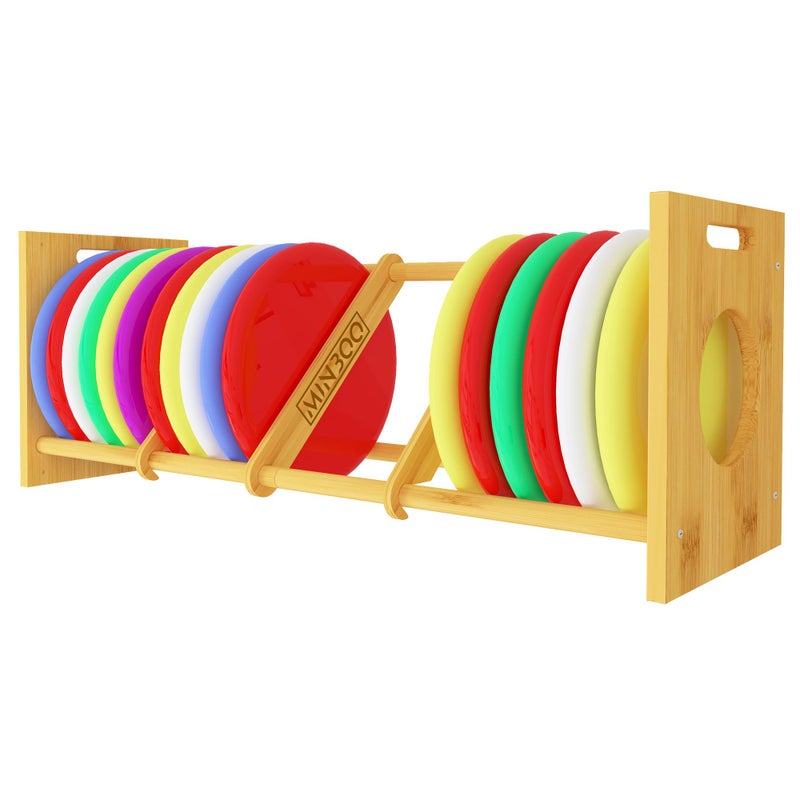 MinBoo Disc Golf Rack Stackable | Bamboo Disc Golf Shelf for Sports Disc Storage | Disc Golf Organizer with 40+ Disc Capacity | Essential Disc Golf Accessories | Discs Not Included - Image 2