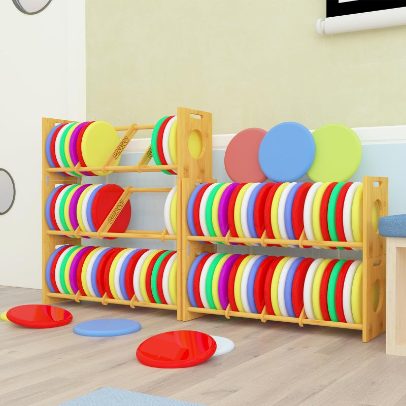 MinBoo Disc Golf Rack Stackable | Bamboo Disc Golf Shelf for Sports Disc Storage | Disc Golf Organizer with 40+ Disc Capacity | Essential Disc Golf Accessories | Discs Not Included - Image 4