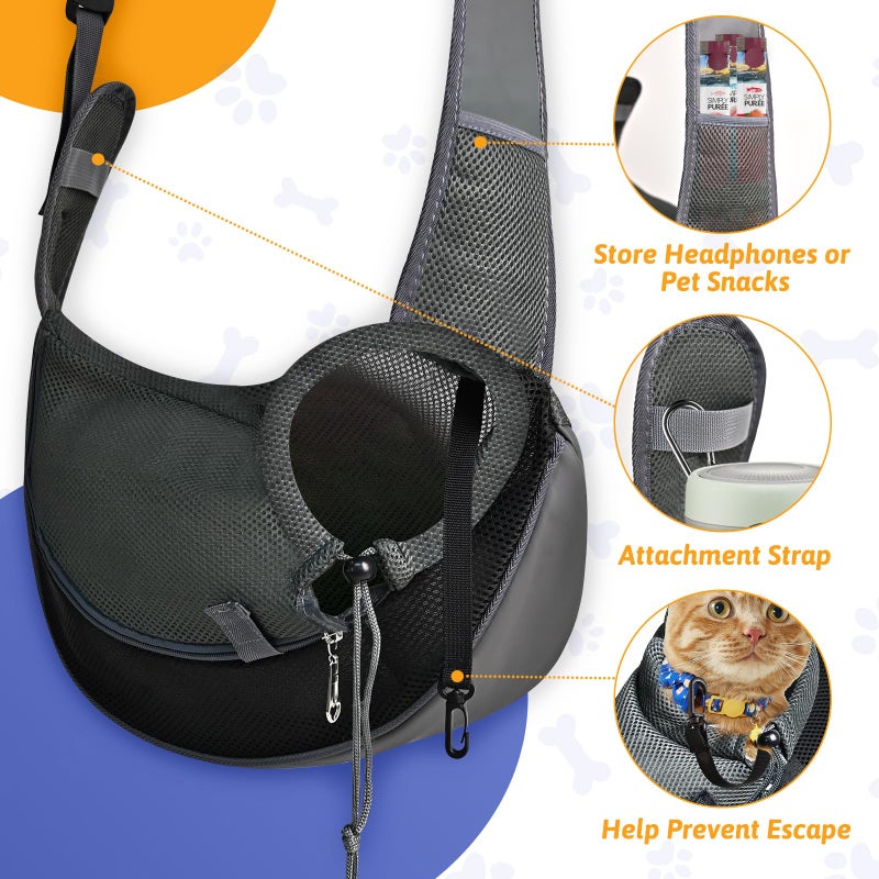 MASHDE Cat Sling Carrier, Soft Cat Carrier Pouch for Cats Under 11 lbs with Adjustable Strap, Breathable Mesh Cat Bag for Nail Trimming Vet Visits Car Travel Outdoor (Dark Gray) - Image 5