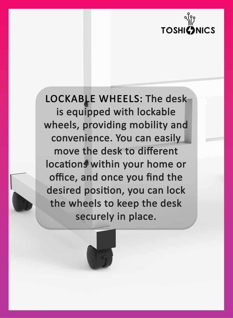 Toshionics Laptop Table Desk Portable Multi-Purpose Computer Table with Sturdy Metal Frame Height Adjustable Overbed, Sofa, Coffee, Study, Workstation & Bedside Table for Home & Office - Image 5